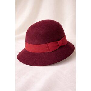 Christys’ London Burgundy 100% Wool Felt Cloche Hat Women’s 56cm